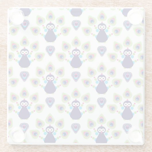 Retro exotischer Pfau Indiens Glasuntersetzer (Rückseite)