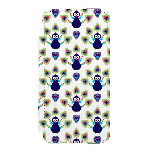 Retro exotischer Pfau Indiens Incipio iPhone Geldbeutel-Hülle (Folio Vorderseite)