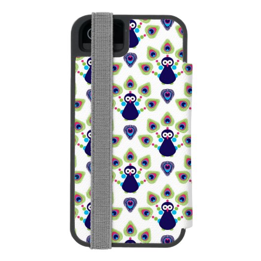 Retro exotischer Pfau Indiens Incipio iPhone Geldbeutel-Hülle (Folio Rückseite)