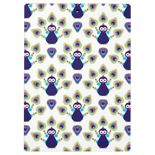 Retro exotischer Pfau Indiens Klemmbrett (Rückseite)