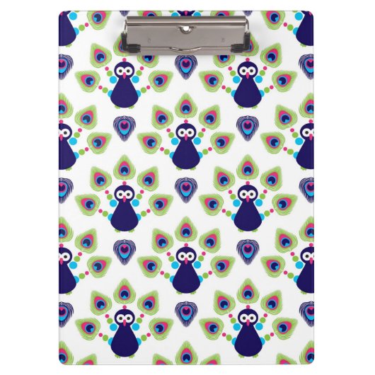 Retro exotischer Pfau Indiens Klemmbrett (Vorderseite)