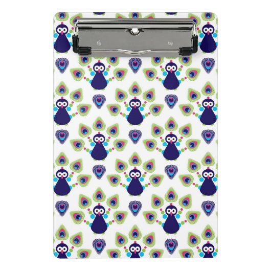 Retro exotischer Pfau Indiens Mini Klemmbrett (Vorderseite)