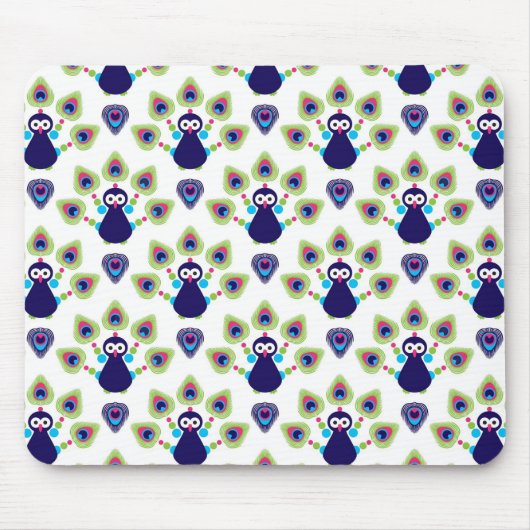 Retro exotischer Pfau Indiens Mousepad (Vorne)