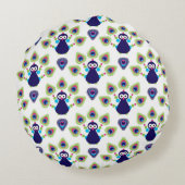 Retro exotischer Pfau Indiens Rundes Kissen (Rückseite)