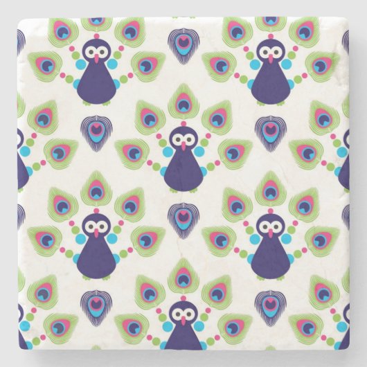 Retro exotischer Pfau Indiens Steinuntersetzer (Vorderseite)