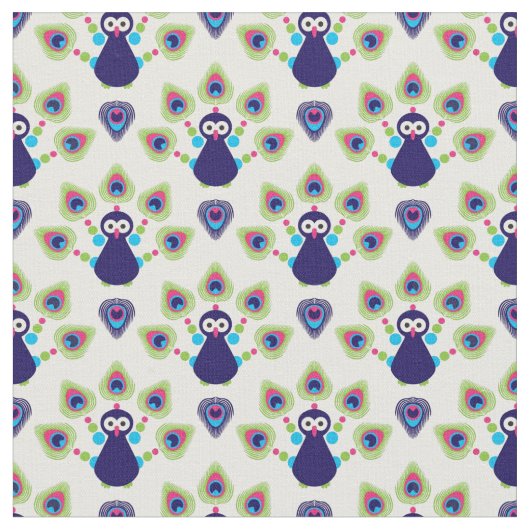 Retro exotischer Pfau Indiens Stoff (Nahaufnahme)