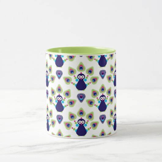 Retro exotischer Pfau Indiens Tasse (Zentrum)