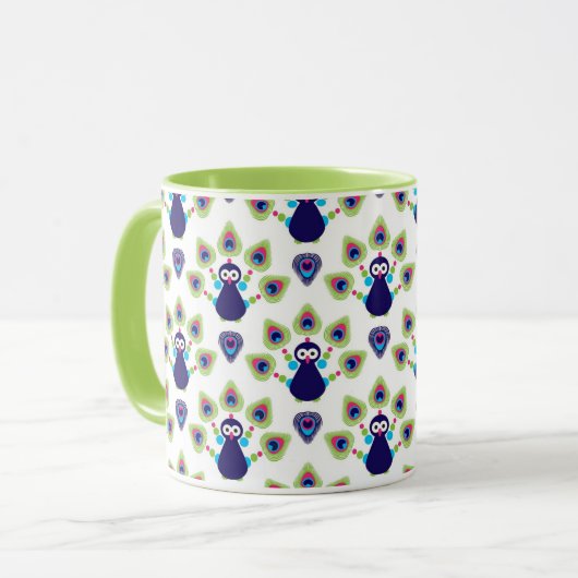 Retro exotischer Pfau Indiens Tasse (Vorderseite Links)