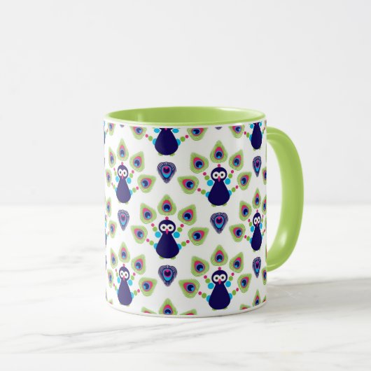 Retro exotischer Pfau Indiens Tasse (VorderseiteRechts)