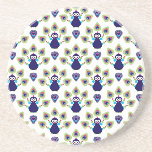 Retro exotischer Pfau Indiens Untersetzer (Vorne)