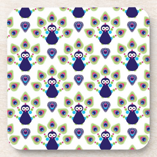 Retro exotischer Pfau Indiens Untersetzer (Vorderseite)