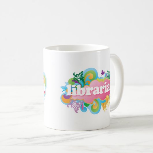 Retro Explosions-buntes Bibliothekar-Geschenk Kaffeetasse (VorderseiteRechts)