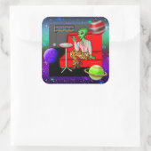 Retro Extraterrestrial in der Disco Lounge aus den Quadratischer Aufkleber (Tasche)