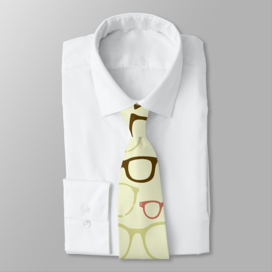 Retro Eyeglass Hipster Neck Tie Krawatte (Gebunden)