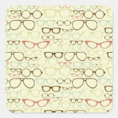 Retro Eyeglass Hipster Quadratischer Aufkleber (Vorderseite)