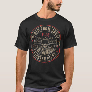 Retro F16 Tod von oben kämpfendem Pilot T-Shirt