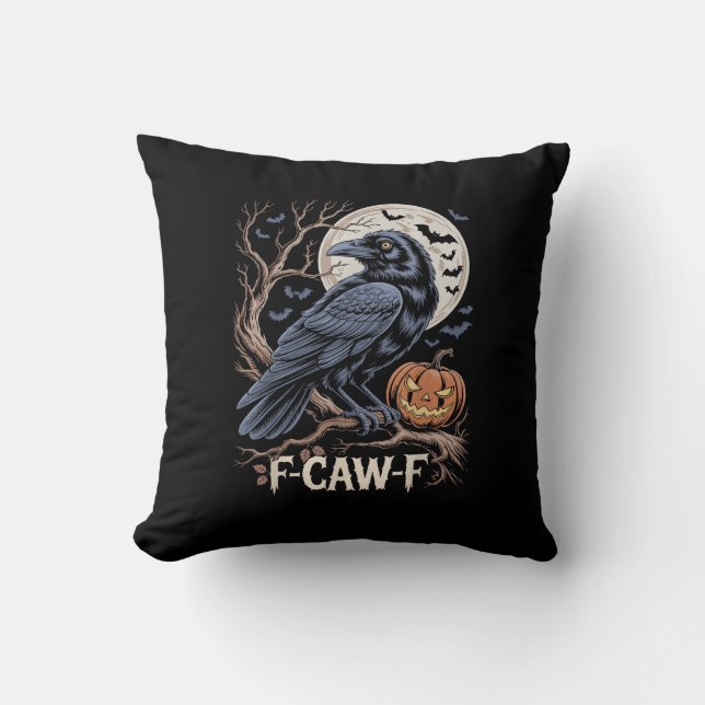 Retro F-Caw-F Bird Crow Funny Crow Bird Cawing Gru Kissen (Vorderseite)