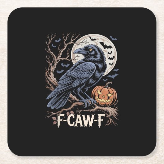 Retro F-Caw-F Bird Crow Funny Crow Bird Cawing Gru Rechteckiger Pappuntersetzer (Vorderseite)