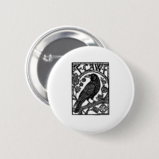 Retro F Caw F Crow Funny Saying Meme Design Button (Vorne & Hinten)