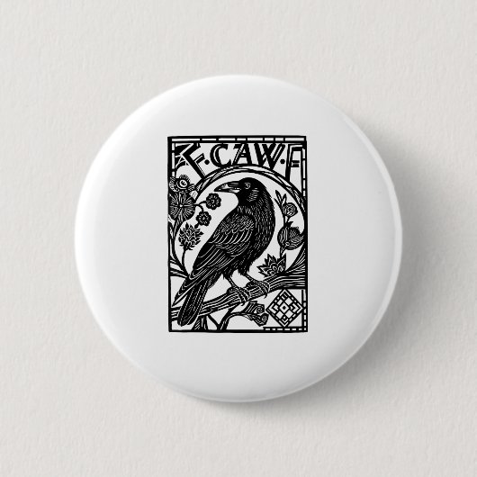 Retro F Caw F Krähe Lustiger Spruch Meme Design Button (Vorderseite)