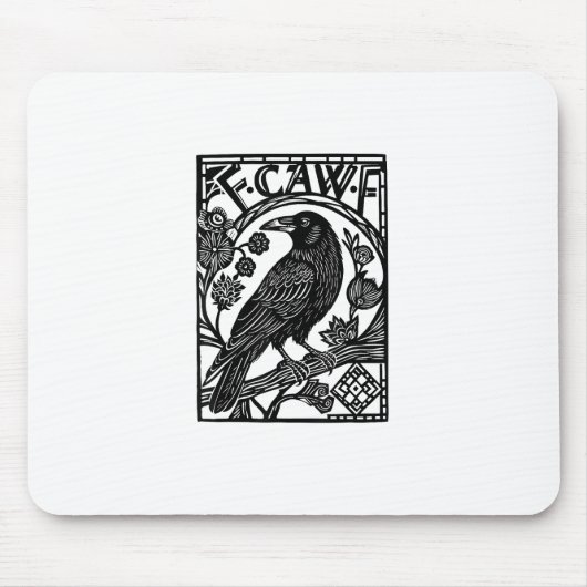 Retro F Caw F Krähe Lustiger Spruch Meme Design Mousepad (Vorne)
