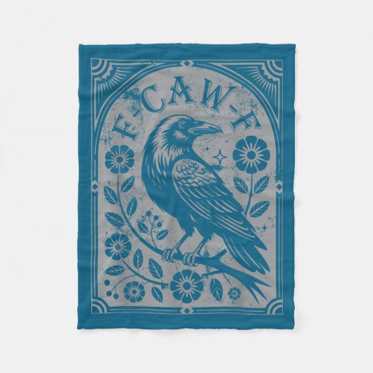 Retro F-caw-f Schwarze Krähen Blumen Kunst Lustige Fleecedecke (Vorderseite)