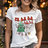 Retro Fa La Christmas Tree und Snowman Tri-Blend Shirt