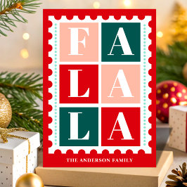 Retro Fa La La Christmas Postage Stamp Feiertagskarte