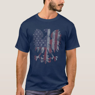 Retro Fade Polnisch American Flag Adler Heritage M T-Shirt