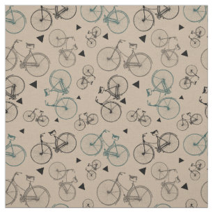 Retro Fahrrad-Druck des Muster-Fabric Gray auf TAN Stoff