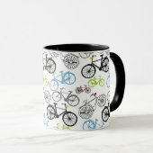 Retro Fahrrad-Fahrrad-Muster Tasse (VorderseiteRechts)