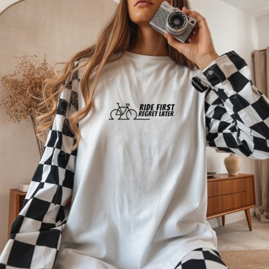 Retro Fahrrad Mädchen Ironie schwarz Tri-Blend Shirt