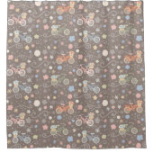 Retro-Fahrrad und Blume Duschvorhang (Vorderseite)