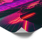 Retro-Fahrt: Die Synthwellen des Sonnenuntergangs Poster (Ecke)