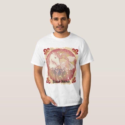 Retro Fairy and Unicorn T - Shirt (Vorne ganz)