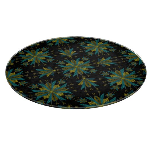 Retro Fairy Stars Black Glass Cutting Board Schneidebrett (Ecke)