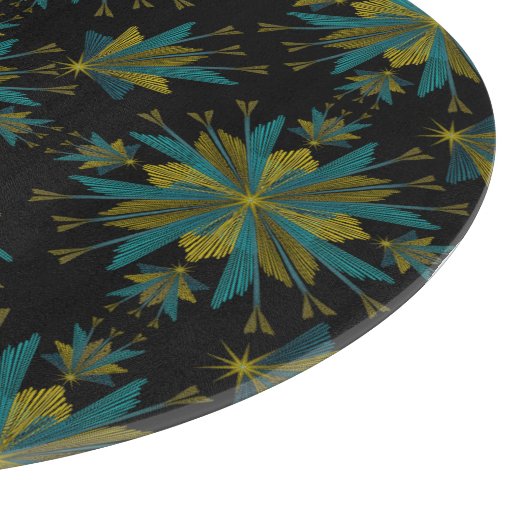 Retro Fairy Stars Black Glass Cutting Board Schneidebrett (Ecke)