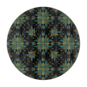 Retro Fairy Stars Black Glass Cutting Board Schneidebrett