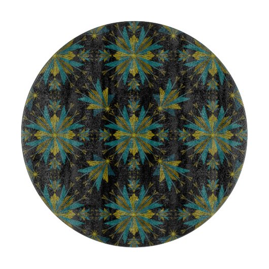 Retro Fairy Stars Black Glass Cutting Board Schneidebrett (Vorderseite)