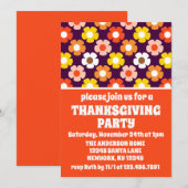 Retro Fall Blume Lila Erntedank Party Einladung (Vorne/Hinten)