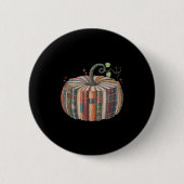 Retro Fall Book Pumpkin Fall Librarians Teachers S Button (Vorderseite)