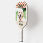 Retro Fall Checkerboard Dog Mom Pet Photo Pickleball Schläger (Links)