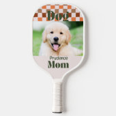 Retro Fall Checkerboard Dog Mom Pet Photo Pickleball Schläger (Rückseite)