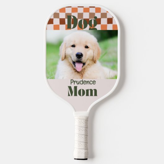Retro Fall Checkerboard Dog Mom Pet Photo Pickleball Schläger (Rückseite)