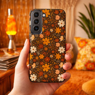 Retro Fall Floral Pattern - Boho Herbstliche Blume Samsung Galaxy Hülle