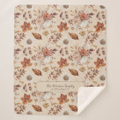 Retro Fall florale elegante Familienname personali Sherpadecke (Vorderseite)