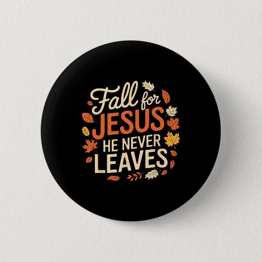 Retro Fall für Jesus, Verlasst er nie Erntedank Button (Vorderseite)