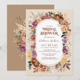 Retro Fall Hütte Chic Florals Brautparty Einladung