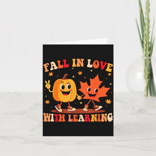 Retro Fall In Love With Learning Autumn Pumpkin Te Karte (Vorderseite)