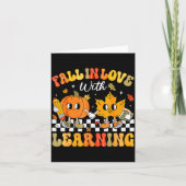 Retro Fall In Love With Learning Autumn Pumpkin Te Karte (Vorderseite)